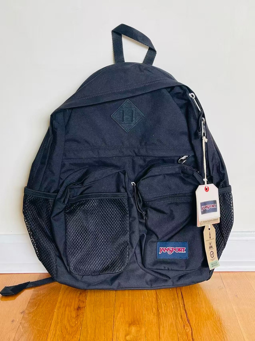 (NEW) Jansport Black Everyday Backpack with Front Pockets